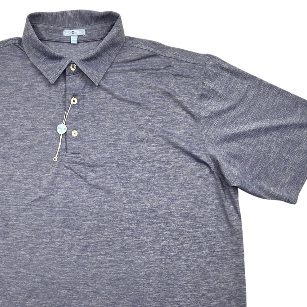 New GENTEAL Brrr Performance Polo Shirt Golf Blue Heathered Mens XXL